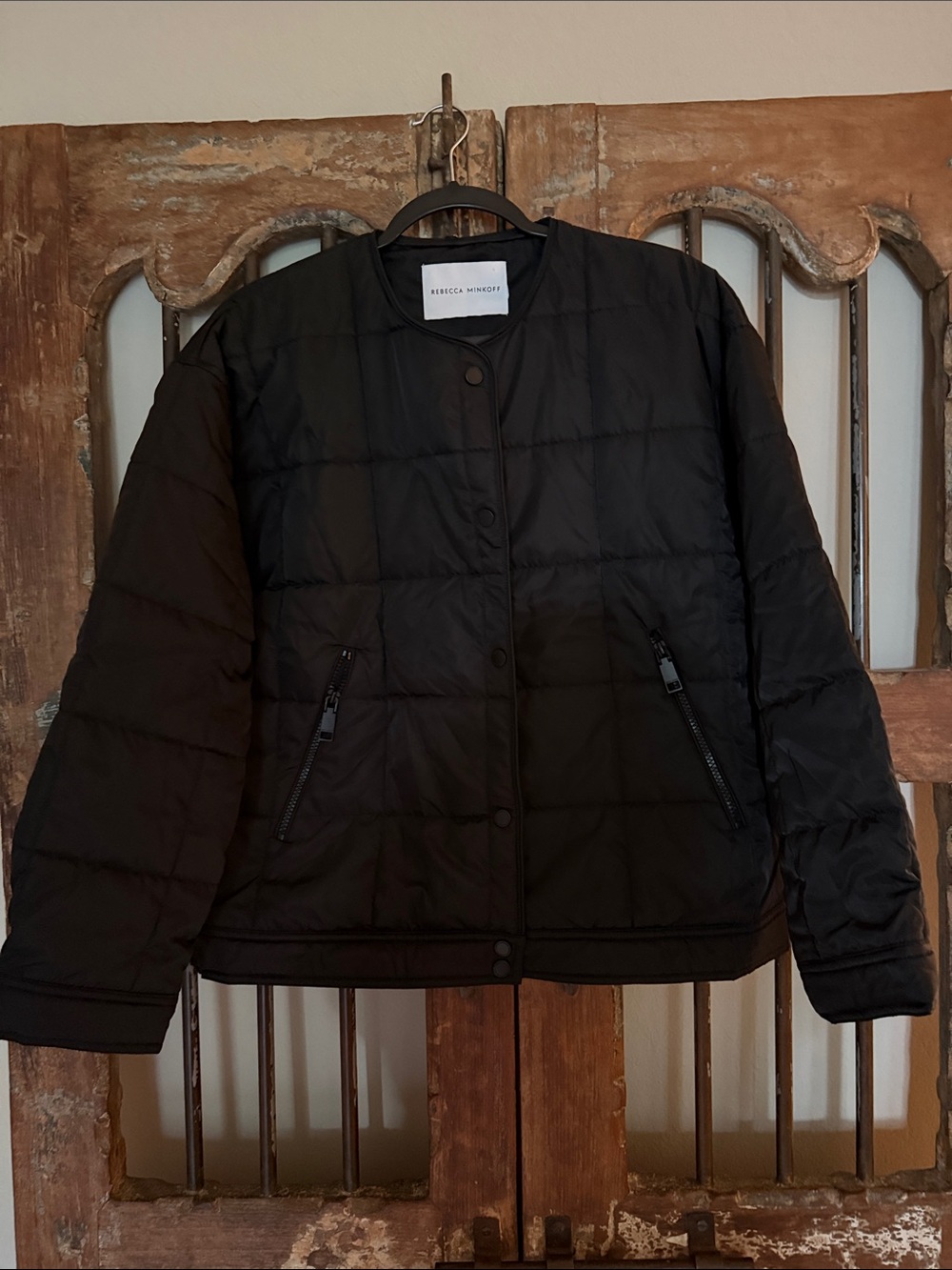 Rebecca Minkoff Black Boxy Quilted Puffer Jacket